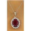 Image 1 : 2.00 CTW Ruby 14K White Gold Diamond Necklace