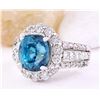Image 2 : 7.70 CTW Natural Zircon 14K Solid White Gold Diamond Ring
