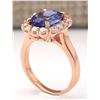 Image 3 : 4.33 CTW Natural Blue Tanzanite And Diamond Ring In 14k Rose Gold