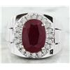 Image 1 : 7.70 CTW Ruby 18K White Gold Diamond Ring