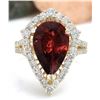 Image 1 : 5.93 CTW Natural Tourmaline 14K Solid Yellow Gold Diamond Ring
