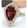 Image 2 : 5.93 CTW Natural Tourmaline 14K Solid Yellow Gold Diamond Ring