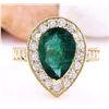 Image 1 : 5.70 CTW Natural Emerald 14K Solid Yellow Gold Diamond Ring