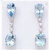 Image 1 : 14.01 CTW Natural Aquamarine 18K Solid White Gold Diamond Earrings