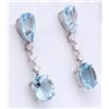 Image 2 : 14.01 CTW Natural Aquamarine 18K Solid White Gold Diamond Earrings