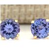 Image 1 : 2.30 CTW Natural Blue Tanzanit Earrings 18K Solid Yellow Gold
