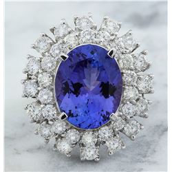 9.00 CTW Tanzanite 18K White Gold Diamond Ring