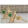 Image 2 : 1.90 CTW Natural Emerald And Diamond Earrings In 14K Yellow Gold