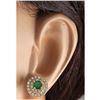 Image 3 : 1.90 CTW Natural Emerald And Diamond Earrings In 14K Yellow Gold