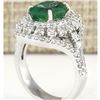 Image 3 : 4.83 CTW Natural Emerald And Diamond Ring In 14k White Gold