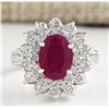 Image 1 : 3.11 CTW Natural Ruby And Diamond Ring In 18K White Gold