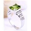 Image 4 : 3.05 CTW Natural Peridot 18K Solid White Gold Diamond Ring