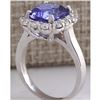 Image 3 : 4.97 CTW Natural Blue Tanzanite And Diamond Ring 18K Solid White Gold