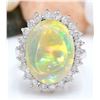 Image 1 : 7.59 CTW Natural Opal 18K Solid White Gold Diamond Ring
