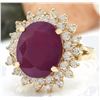 Image 2 : 9.86 CTW Natural Ruby 18K Solid Yellow Gold Diamond Ring