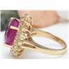 Image 3 : 9.86 CTW Natural Ruby 18K Solid Yellow Gold Diamond Ring