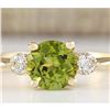 Image 1 : 1.40 CTW Natural Peridot And Diamond Ring In 18K White Gold