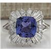 Image 1 : 3.74 CTW Natural Blue Tanzanite And Diamond Ring In 18K White Gold