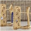 Image 2 : 3.62 CTW Natural Tanzanite And Diamond Earrings 18K Solid Yellow Gold