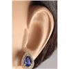 Image 3 : 3.62 CTW Natural Tanzanite And Diamond Earrings 18K Solid Yellow Gold