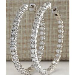2.98 CTW Natural Diamond Hoop Earrings 18K Solid White Gold