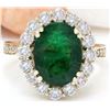 Image 1 : 5.30 CTW Natural Emerald 18K Solid Yellow Gold Diamond Ring