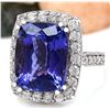 Image 2 : 17.53 CTW Natural Tanzanite 18K Solid White Gold Diamond Ring