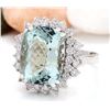 Image 2 : 8.61 CTW Natural Aquamarine 18K Solid White Gold Diamond Ring