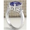 Image 3 : 3.49 CTW Natural Blue Tanzanite And Diamond Ring 14K Solid White Gold