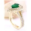 Image 4 : 3.00 CTW Natural Emerald 18K Solid Yellow Gold Diamond Ring