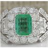 Image 1 : 4.75 CTW Natural Emerald Diamond Ring 18K Solid White Gold