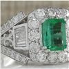 Image 2 : 4.75 CTW Natural Emerald Diamond Ring 18K Solid White Gold