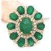 Image 1 : 6.39 CTW Natural Emerald 14K Solid Yellow Gold Diamond Ring