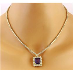 22.92 CTW Natural Tanzanite 14K Solid Yellow Gold Diamond Necklace