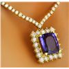 Image 3 : 22.92 CTW Natural Tanzanite 14K Solid Yellow Gold Diamond Necklace