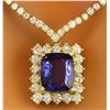 Image 4 : 22.92 CTW Natural Tanzanite 14K Solid Yellow Gold Diamond Necklace