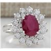 Image 2 : 3.73 CTW Natural Ruby And Diamond Ring 18K Solid White Gold