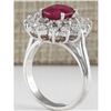 Image 3 : 3.73 CTW Natural Ruby And Diamond Ring 18K Solid White Gold
