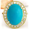 Image 1 : 9.12 CTW Natural Turquoise 18K Solid Yellow Gold Diamond Ring