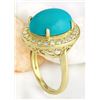 Image 4 : 9.12 CTW Natural Turquoise 18K Solid Yellow Gold Diamond Ring