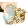 Image 2 : 8.88 CTW Natural Opal 18K Solid Yellow Gold Diamond Ring
