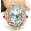 Image 1 : 4.27 CTW Natural Aquamarine 18K Solid Rose Gold Diamond Ring