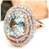 Image 2 : 4.27 CTW Natural Aquamarine 18K Solid Rose Gold Diamond Ring