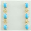 Image 1 : 2.65 CTW Turquoise 14K Yellow Gold Diamond Earrings