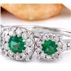 Image 2 : 1.70 CTW Natural Emerald 14K Solid White Gold Diamond Ring