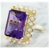 Image 2 : 11.95 CTW Amethyst 18K Yellow Gold Diamond Ring