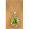 Image 1 : 2.00 CTW Peridot 14K White Gold Diamond Necklace