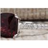 Image 2 : 4.90CTW Natural Red Rhodolite Garnet And Diamond Ring In14K White Gold