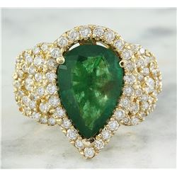 7.25 CTW Emerald 14K Yellow Gold Diamond Ring