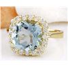 Image 2 : 3.90 CTW Natural Aquamarine 14K Solid Yellow Gold Diamond Ring